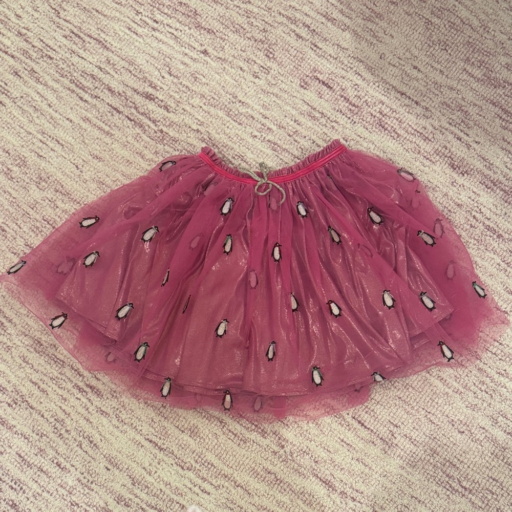Peek Fuchsia Tulle Skirt with Penguin Pattern